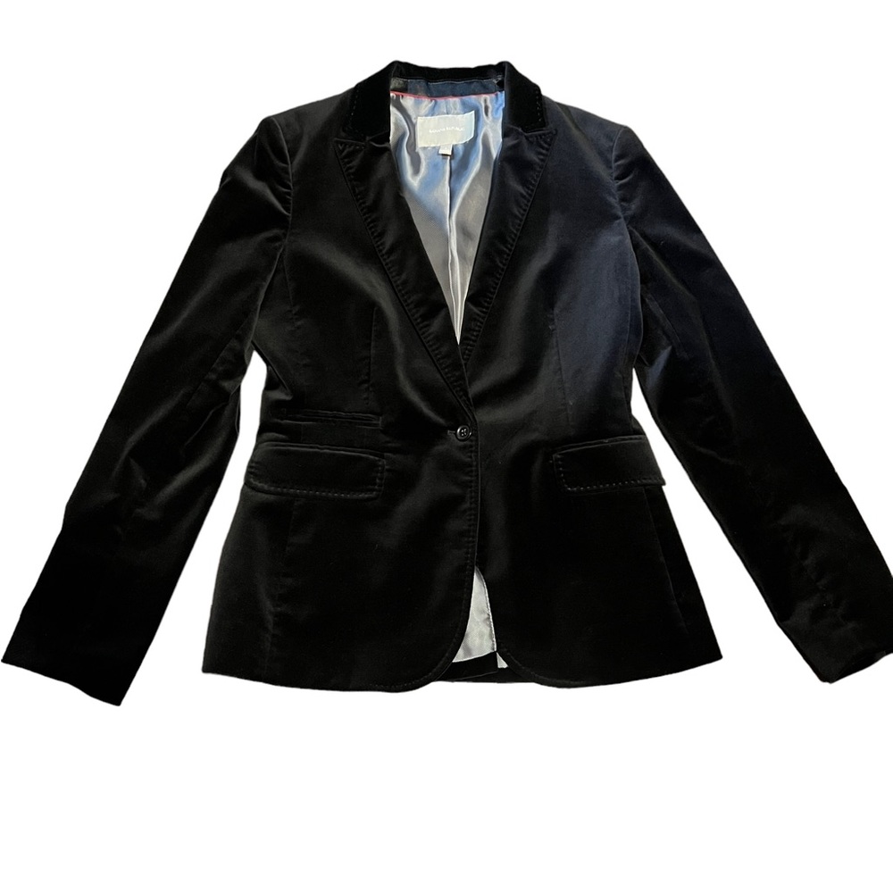 Banana Republic Black One Button Velvet Blazer Jacket